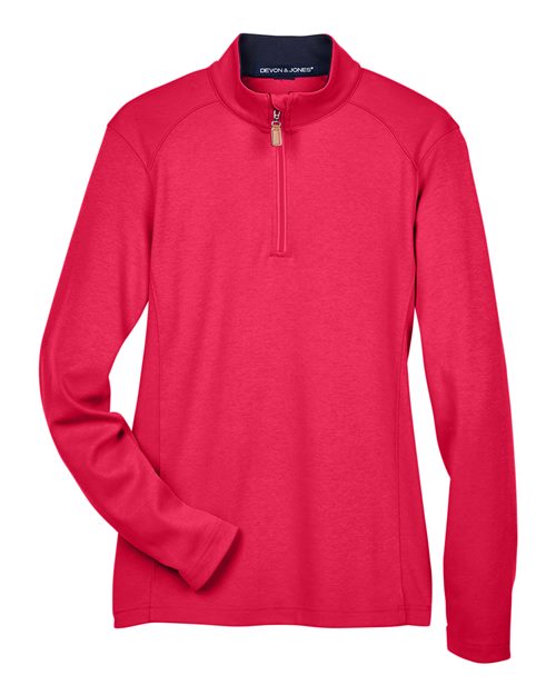 Devon & Jones DG479W Women's DRYTEC20™ Performance Quarter-Zip Pullover in Red/ Navy/ Red