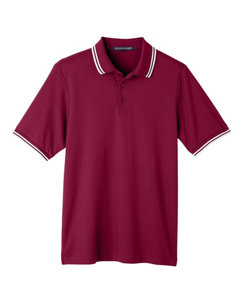 Devon & Jones DG20C Men's CrownLux Performance® Plaited Tipped Polo in Burgundy/ White