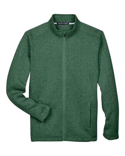 Devon & Jones DG793 Men's Bristol Full-Zip Sweater Fleece Jacket in Forest Heather