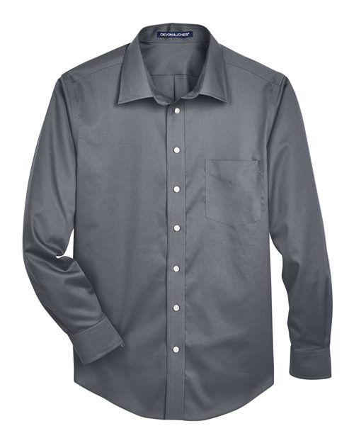Devon & Jones DG530T Men's Tall Crown Collection® Solid Stretch Twill Woven Dress Shirt in Graphite
