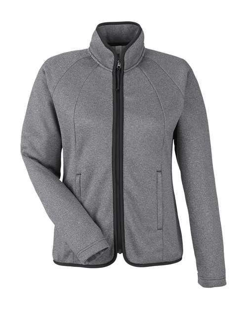 CORE365 CE72W Women's Venture Heathered Stripe Full-Zip Jacket — Front