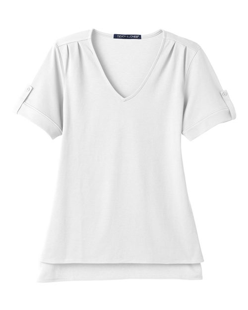 Devon & Jones DG20WB Women's CrownLux Performance® Plaited Rolled Sleeve Shirt in White