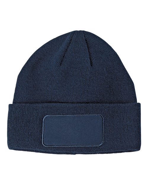 Big Accessories BA527 Patch Beanie in Navy