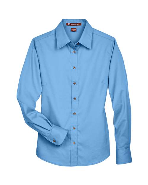 Harriton M500W Women's Easy Blend™ Long Sleeve Twill Dress Shirt with Stain-Release in Light College Blue
