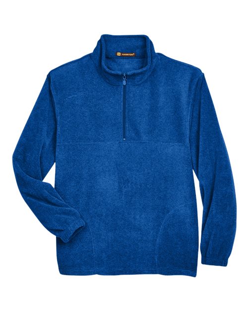 Harriton M980 Men's Fleece Quarter-Zip Pullover in True Royal