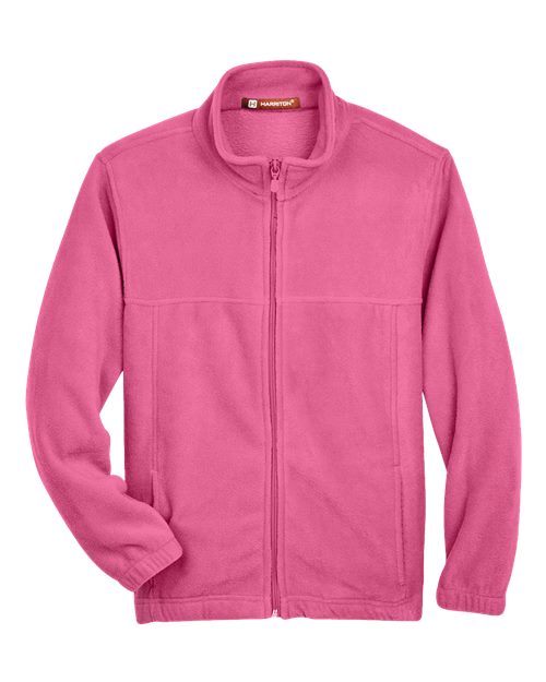 Harriton M990Y Youth Full-Zip Fleece in Charity Pink