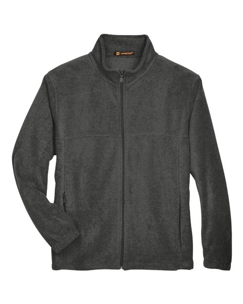 Harriton M990T Men's Tall Full-Zip Fleece in Charcoal