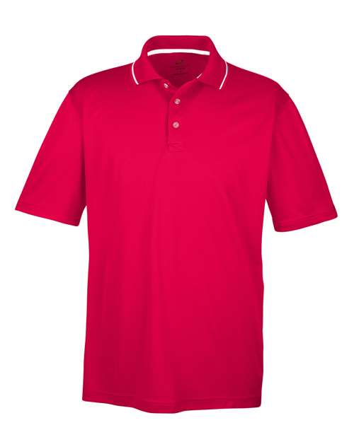 UltraClub 8406 Men's Cool & Dry Sport Two-Tone Polo in Red/ White