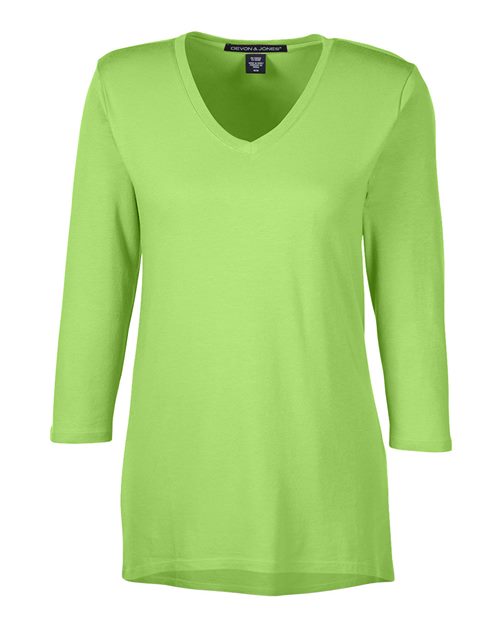 Devon & Jones DP184W Women's Perfect Fit™ Bracelet-Length V-Neck Top in Lime