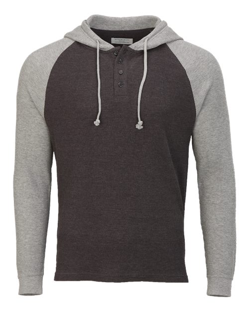 Boxercraft BM3702 Unisex Waffle Knit Pullover Hooded Long Sleeve T-Shirt — Front