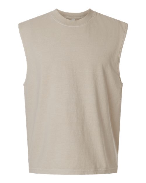 American Apparel 207GD Unisex Heavyweight Cotton Garment-Dyed Mid-Length Muscle Tee in Faded Bone