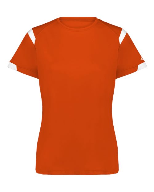Badger 4380 Women's On The Rise T-Shirt in Burnt Orange/ White