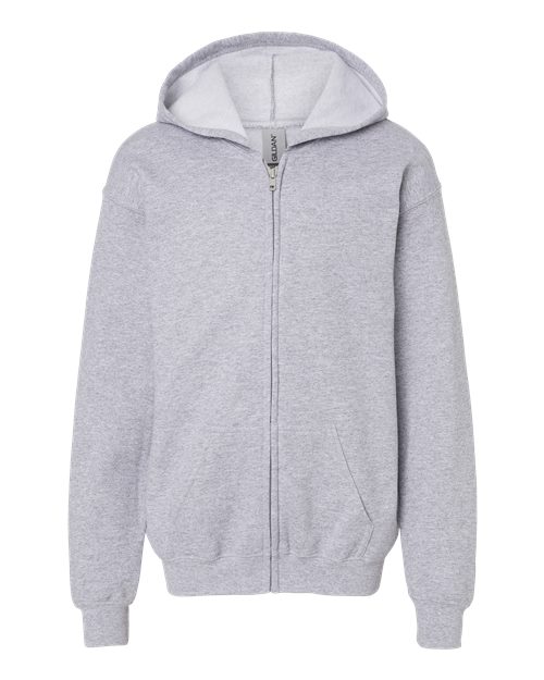 Gildan 18600B Youth Heavy Blend™ Full-Zip Hooded Sweatshirt in Sport Grey