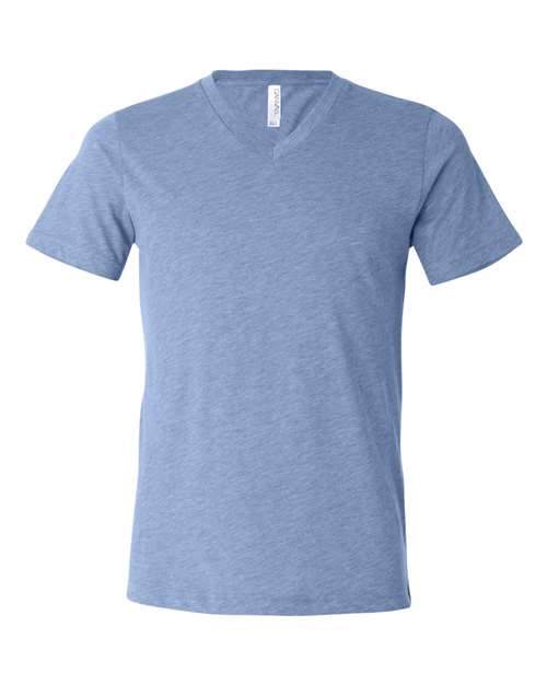 BELLA + CANVAS 3415 Unisex Triblend V-Neck Tee in Blue Triblend