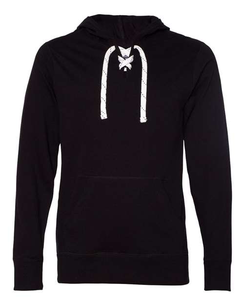 J. America 8231 Unisex Jersey Sport Lace Hooded Pullover — Front