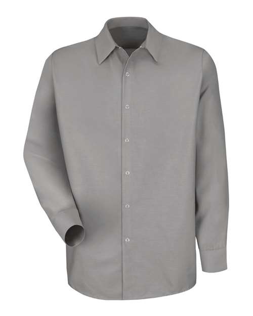 Red Kap SP16 Men's Specialized Pocketless Poplin Long Sleeve Work Shirt in Light Grey