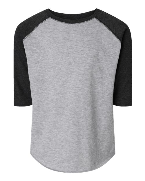 Rabbit Skins 3330 Toddler Baseball Fine Jersey Three-Quarter Sleeve Tee in Vintage Heather/ Vintage Smoke