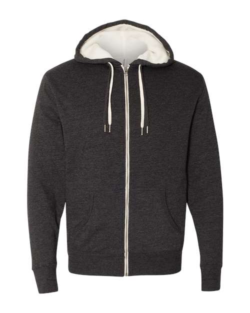 Independent Trading Co. EXP90SHZ Unisex Sherpa-Lined Hooded Sweatshirt in Charcoal Heather