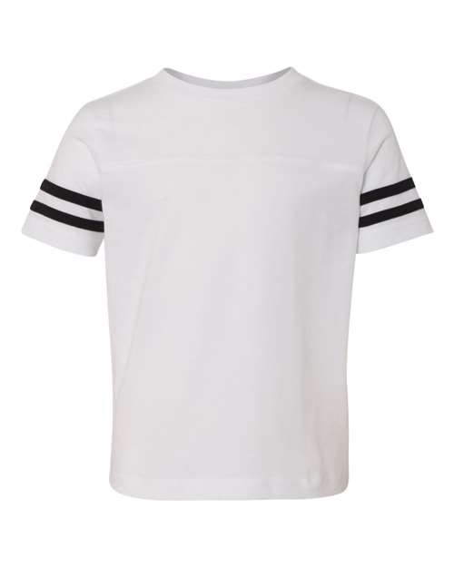 Rabbit Skins 3037 Toddler Football Fine Jersey Tee in White Solid/ Black