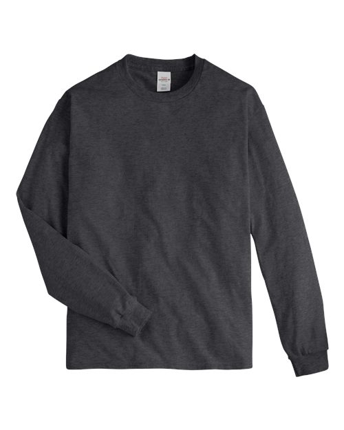 Hanes 5586 Authentic Long Sleeve T-Shirt in Charcoal Heather