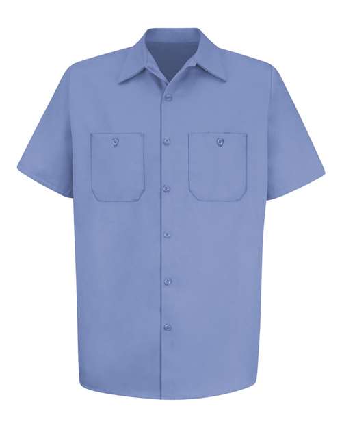 Red Kap SC40T Men's Tall Cotton Short Sleeve Uniform Shirt in Light Blue