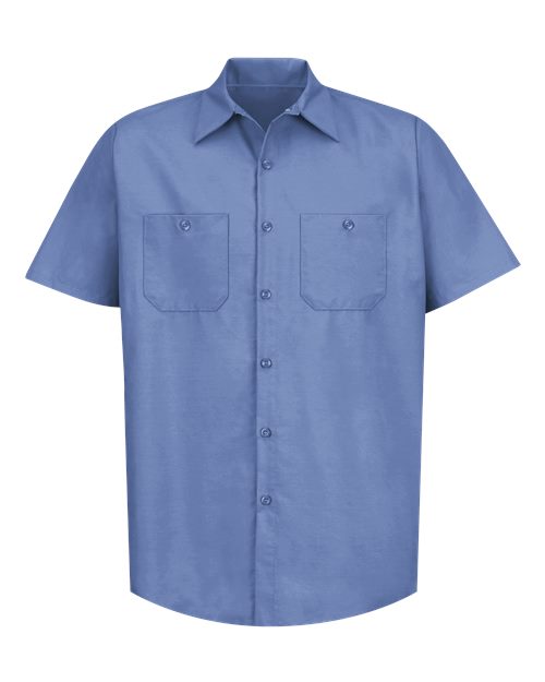 Red Kap SP24T Men's Tall Industrial Short Sleeve Work Shirt in Petrol Blue