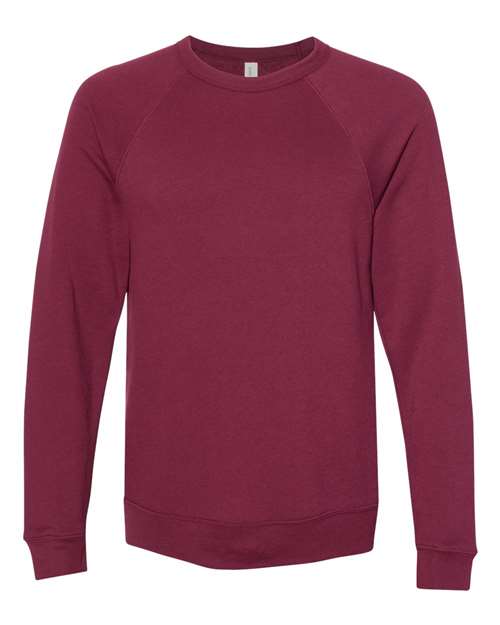 BELLA + CANVAS 3901 Unisex Sponge Fleece Raglan Crewneck Sweatshirt in Maroon