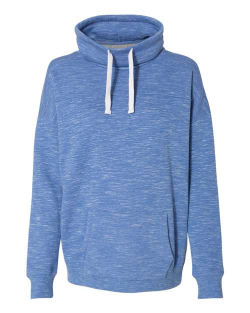 J. America 8673 Women’s Mélange Fleece Cowl Neck Sweatshirt in Royal