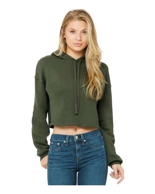 BELLA + CANVAS 7502 Women's Crop Hoodie Sweatshirt in Military Green