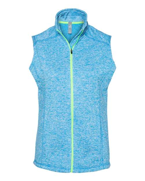J. America 8625 Women’s Cosmic Fleece Vest in Electric Blue/ Neon Green