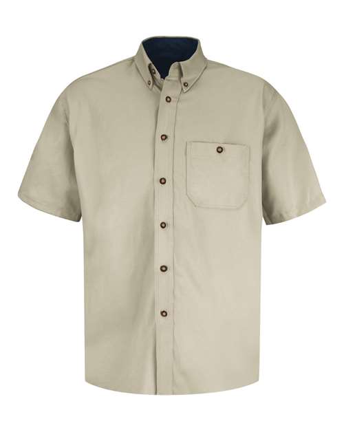 Red Kap SC64 Men's Short Sleeve 100% Cotton Dress Shirt in Stone