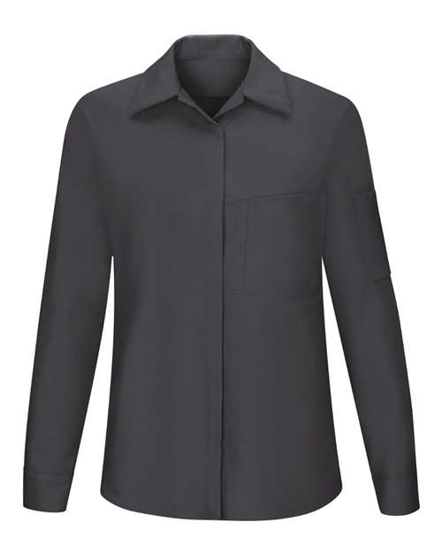 Red Kap SY31 Women's Performance Plus Long Sleeve Shop Shirt with Oilblok Technology in Charcoal/ Yellow
