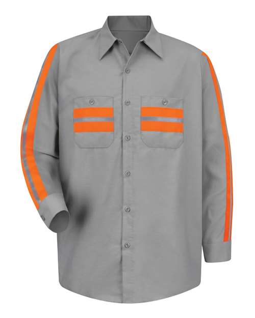 Red Kap SP14E Men's Industrial Enhanced-Visibility Long Sleeve Work Shirt — Front