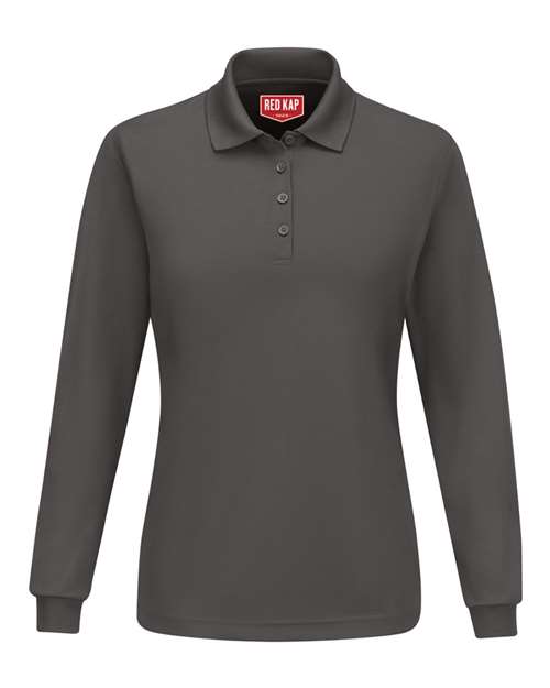 Red Kap SK7L Women's Long Sleeve Performance Knit Polo in Charcoal