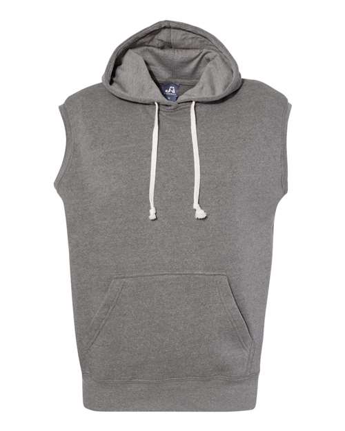 J. America 8877 Men's Triblend Sleeveless Hooded Sweatshirt in Smoke Triblend