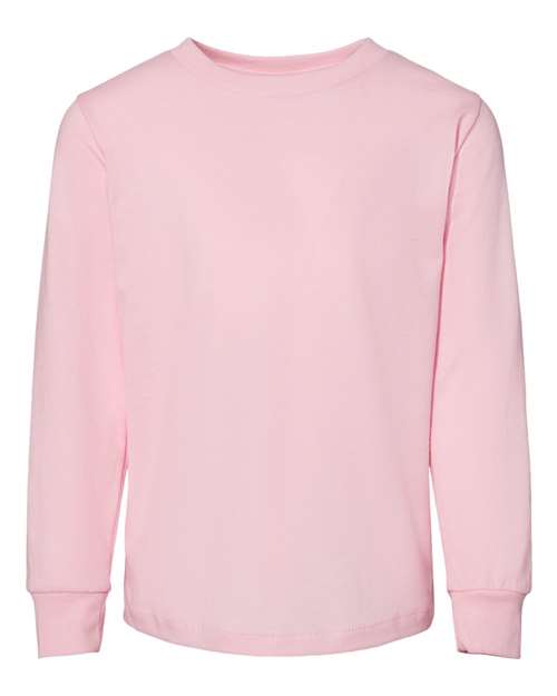 BELLA + CANVAS 3501T Toddler Jersey Long Sleeve Tee in Pink