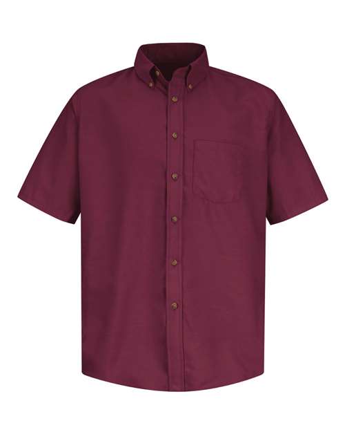 Red Kap SP80T Men's Tall Poplin Short Sleeve Dress Shirt in Burgundy