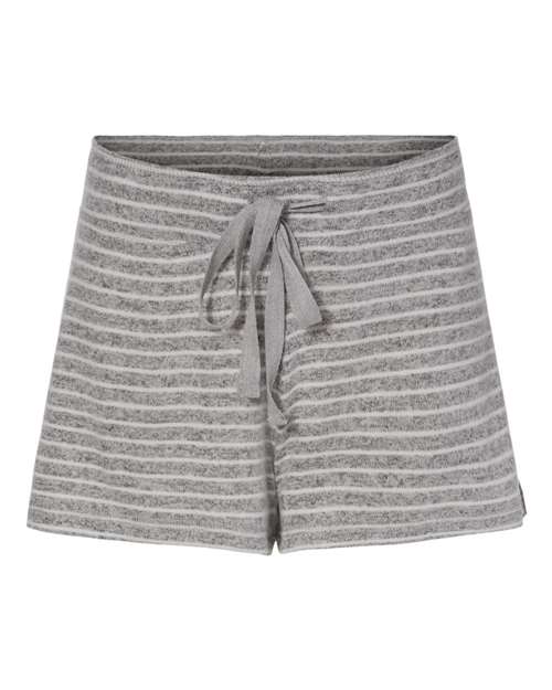 Boxercraft L11 Women's Cuddle Fleece Shorts in Oxford/ Natural Stripe