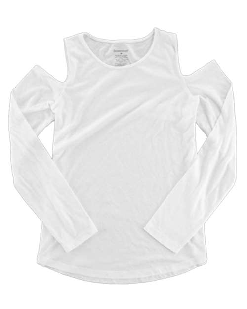 Boxercraft T31 Women's Cold Shoulder Long Sleeve T-Shirt in White