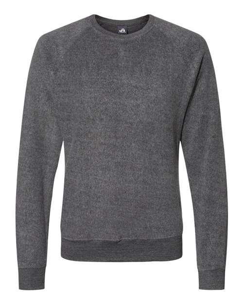J. America 8710 Unisex Flip Side Fleece Crewneck Sweatshirt in Charcoal Heather