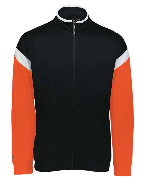 Holloway 229579 Men's Limitless Full-Zip Jacket in Black/ White/ Orange