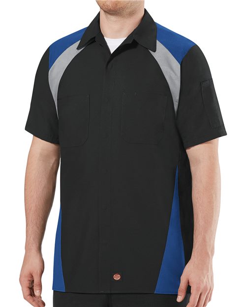 Red Kap SY28 Men's Tri-Color Short Sleeve Shop Shirt
